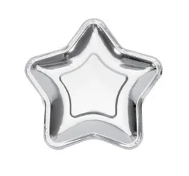 PIATTO STELLA ARGENTO METAL D32 6PZ