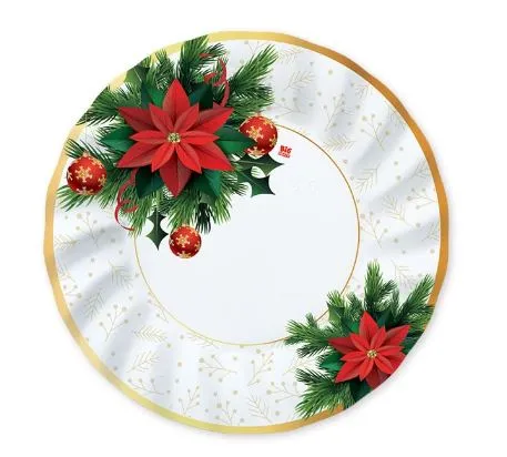 PIATTO PIANO CARTONCINO D.25 CHRISTMAS MOOD NATALE 8PZXCF