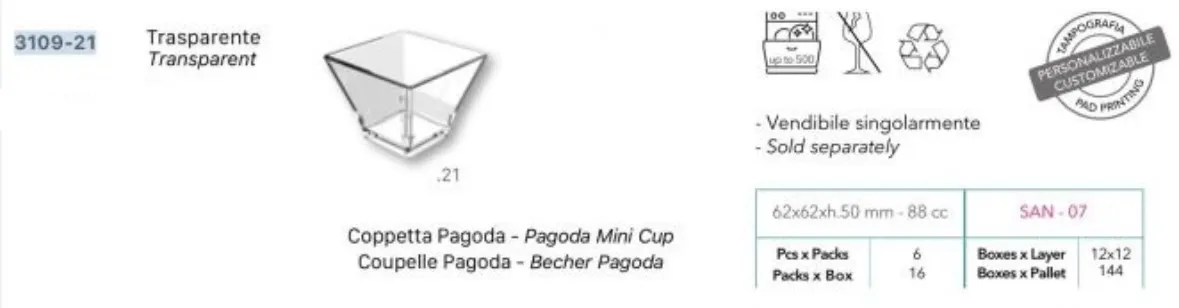 FING COPPETTA PAGODA 88CC SAN TRASPARENTE 6PZX16CFXCT