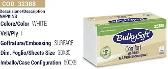 TOVAGLIOLO MONOVELO 30X30 BULKYSOFT DEINKED BIANCO 500PZX8CFXCT