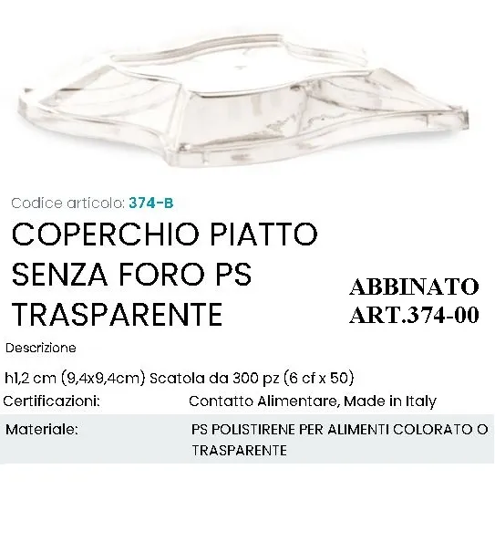 FING COPERCHIO COPPA ELIKA 250CC TRASPARENTE PS 50PZX6CFXCT