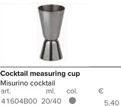 MISURINO ACCIAIO COCKTAIL 20/40ML CANNA DI FUCILE