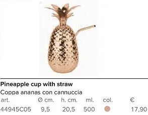 COPPA ANANAS PER COCKTAILS CON CANNUCCIA 500ML RAME