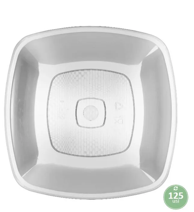 PIATTO PIANO QUADRO CM23X23 TRASPARENTE PS RIUTILIZZABILE 15PZX20CFXCT