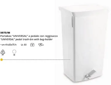 PATTUMIERA PEDALE UNIVERSAL REGGISACCO 60LT 41X35X75H GIGANPLAST
