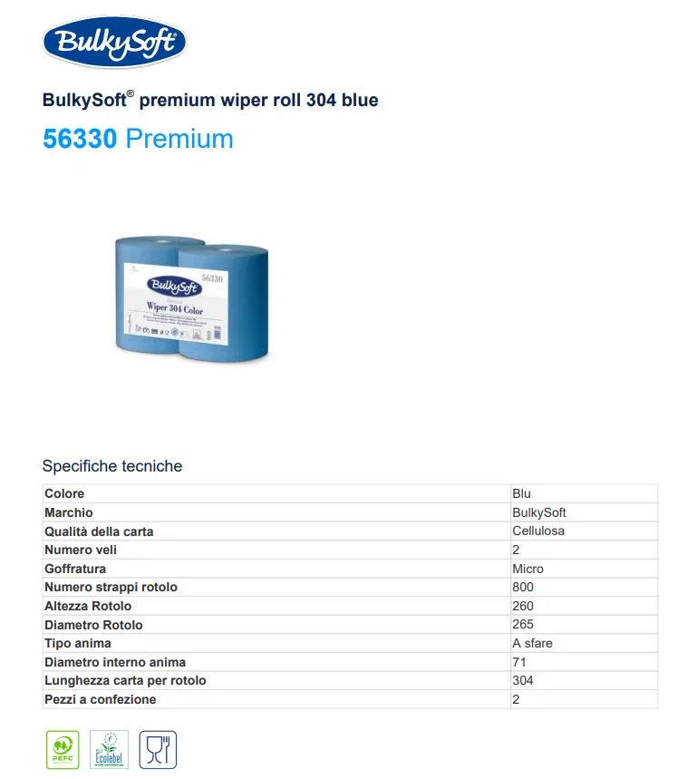 BOBINA BULKYSOFT PREMIUM 304 BLU 800  CELLULOSA 2V STRAPPI 2RTXCF