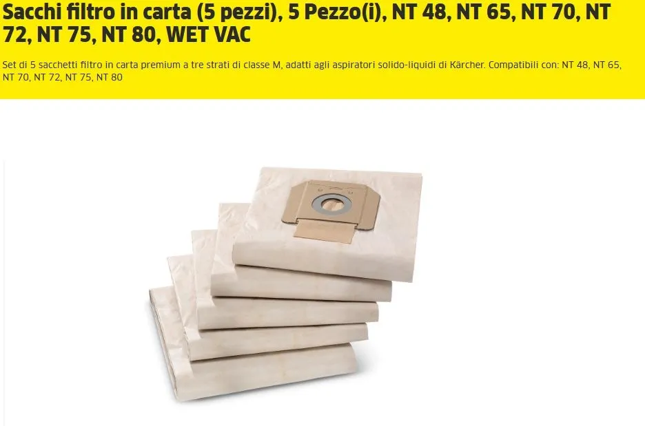 SACCHETTO FILTRO CARTA X NT48/1 E NT65/2