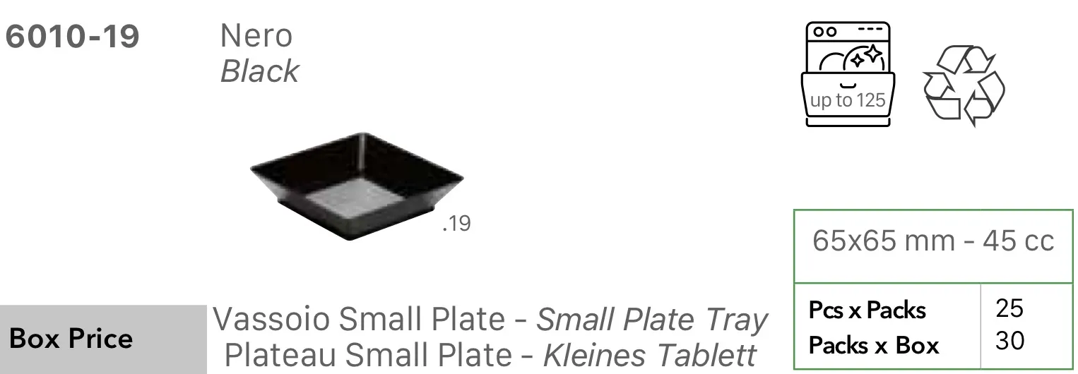 FING VASSOIO SMALL PLATE 45CC CM6.5X6.5 NERO 25PZX30CFXCT
