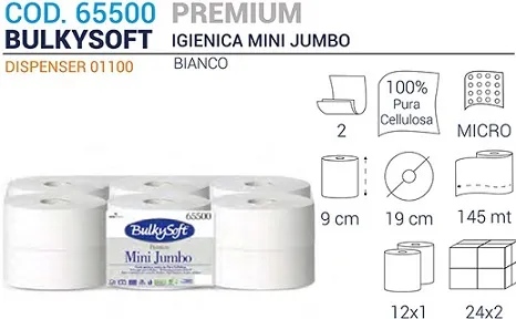 CARTA IGIENICA BULKYSOFT TISSUE MINI JUMBO 145MT 12RTXCF