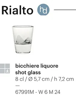 BICCHIERE RIALTO LIQUORE 8CL 6PZXCF VETRO
