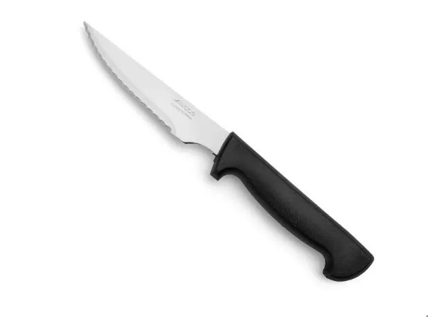 COLTELLO BISTECCA SEGHETTATO 115MM ACCIAIO C/MANICO NERO 72PZXCT