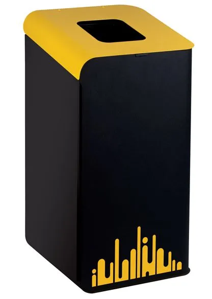 PATTUMIERA GETTACARTE RUBIK EVO DIFFERENZIATA NERO 80LT C/COP GIALLO 405X425X795