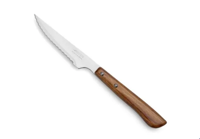 COLTELLO BISTECCA SEGHETTATO 105MM ACCIAIO C/MANICO LEGNO 12PZXCF