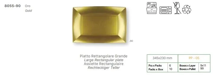 PIATTO NICE RETTANGOLARE CM34.5X23 ORO  6PZX10CFXCT
