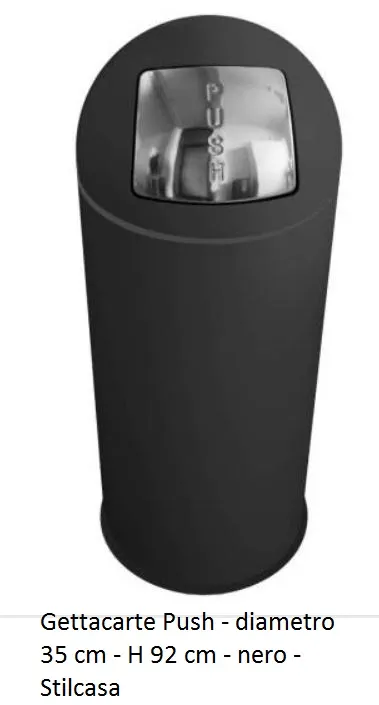PATTUMIERA GETTACARTE 70LT NERO C/COPERCHIO PUSH NERO MICACEO D35X92H