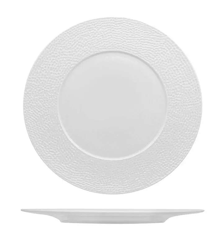 PIATTO PIANO ZEN TUNISIE MARTELLATO D29 PORCELLANA BIANCO 6PZXCF 15955