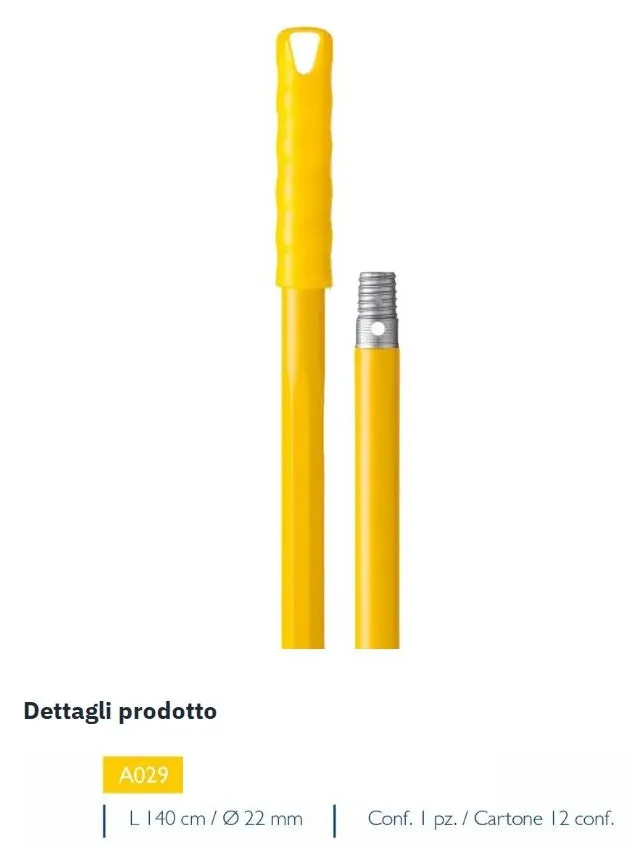 MANICO OTTAGONALE FORO E FILETTO UNIVERSALE CM140 ALLUMINIO GIALLO 12PZXCT