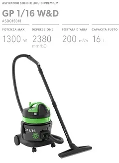 ASPIRAPOLVERE GP1/16 WET&DRY 1300w TOPPER 215S HP PL