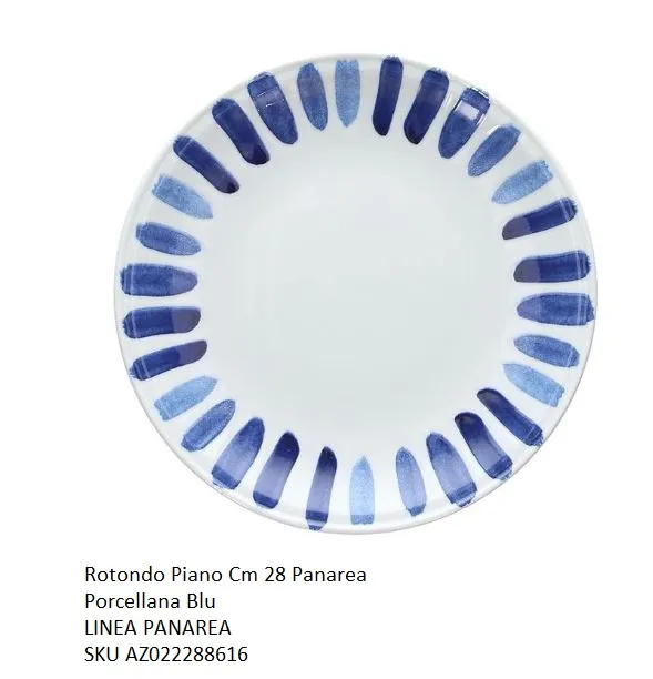 PIATTO PIANO AZ PANAREA D28 PORCELLANA BIANCO/BLU 6PZXCF