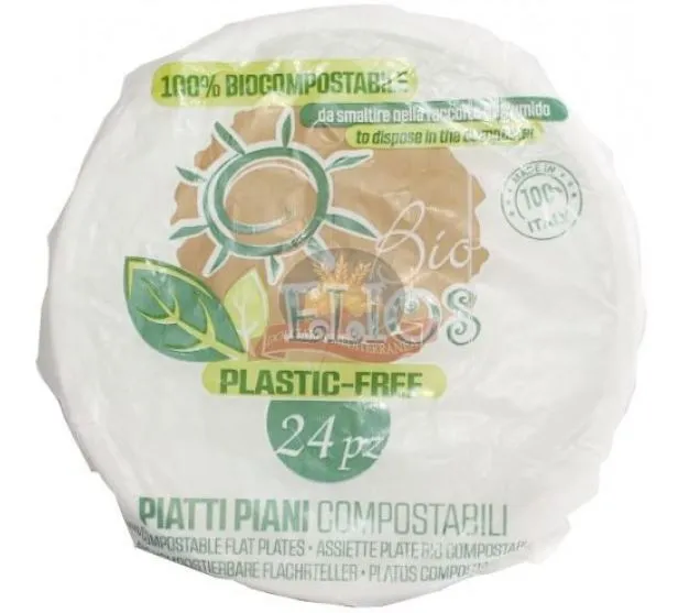 PIATTO PIANO PLA D21 BIANCO BIOCOMPOSTABILE 24PZXCF