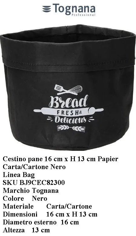 CESTINO FAGOTTINO BAG PAPIER 16X16X13H NERO 6PZXCF