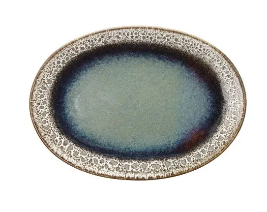 PIATTO PIANO OVALE BLOOM BLUE AND BROWN CM30 PORCELLANA 4PZXCF