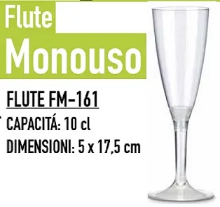 BICCHIERE FLUTE 10CL PS TRASPARENTE 20PZX20CF FM/161