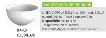 FING CIOTOLA 150CC BOLLA BIANCO 10PZX24CFXCT