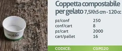 COPPETTA GELATO IN CARTA COMPOSTABILE 120CC 50PZXCF