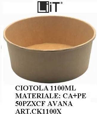 CIOTOLA INSALATIERA 1100ML KRAFT + PE AVANA TONDA CM16XH7 50PZX6CF