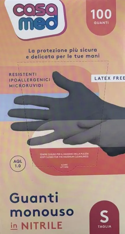 GUANTI NITRILE S SENZA POLVERE NERO 3.5.GR 100PZX10CF
