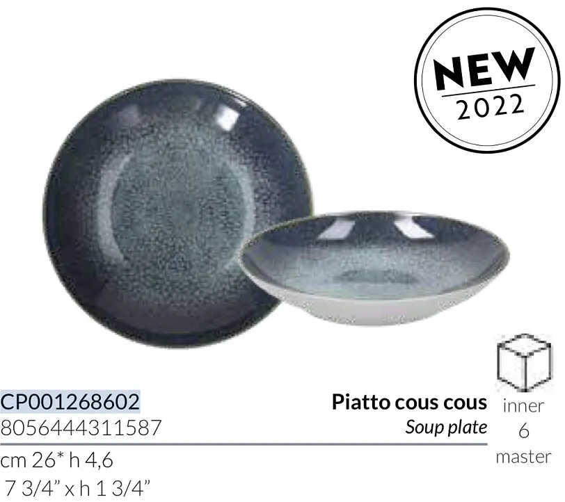 PIATTO FONDO COUS COUS COUPE ORIENTAL D26 PORCELLANA 6PZXCF