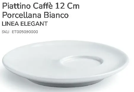 PIATTINO TAZZA CAFFE' ELEGANT FRANCESCA CM12 PORCELLANA BIANCO 6PZXCF