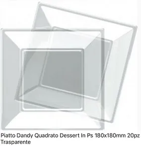 PIATTO DESSERT DANDY 18X18 TRASPARENTE 20PZ