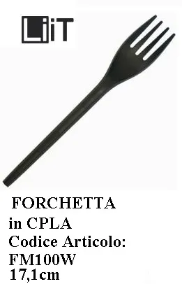 FORCHETTA CPLA COMPOSTABILE 171MM NERO 100PZX10CFXCT