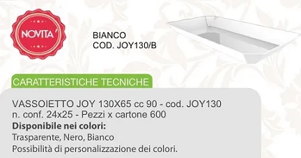 FING VASSOIO JOY 130X65 BIANCO 25PZX24CFXCT