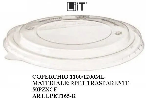 COPERCHIO CIOTOLA INSALATIERA 1100/1200ML KRAFT TONDA RPET TRASPARENTE 50PZX6CF