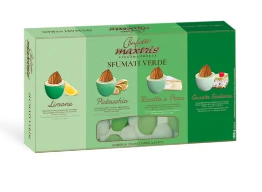 CONFETTO MAXTRIS SFUMATI VERDE MANDORLA 4 GUSTI 1KG