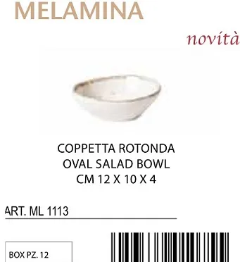 COPPA OVALE ENJOY CM12X10 H4 MELAMINA BIANCA