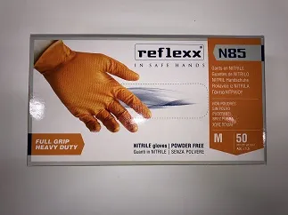 GUANTI NITRILE M REFLEXX FULL GRIP N85 SENZA POLVERE ARANCIO 8.4GR 50PZ