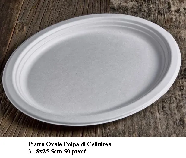 PIATTO PIANO OVALE D31.8X25.5 COMPOSTABILE 50PZX12CF