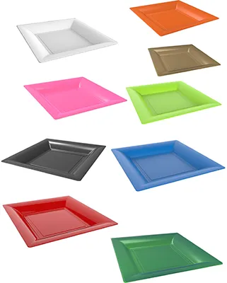PIATTO QUADRO CM23X23 ROSSO TRASPARENTE PP RIUTILIZZABILE 12PZX24CFXCT P23R