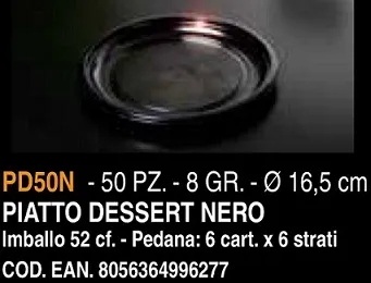 PIATTO DESSERT PET STYLE NERO 50PZ