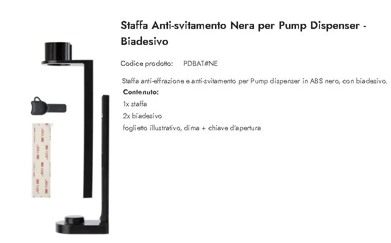 STAFFA SUPPORTO FLACONE ANTIEFFRAZIONE ABS NERO BIADESIVO 15PZXCT