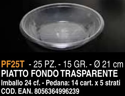 PIATTO FONDO PET STYLE TRASPARENTE 25PZX26CFXCT