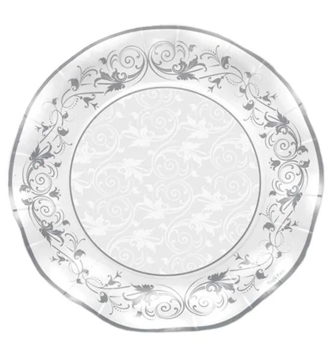 PIATTO FONDO CARTONCINO D.24  PRESTIGE ARGENTO 10PZXCF