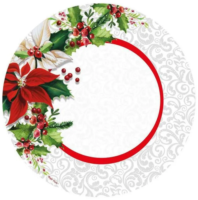 PIATTO PIANO CARTONCINO D.27 SPLENDIDO NATALE 10PZXCF