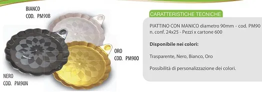 PIATTINO MONOPORZIONE C/MANICO ORO 25PZX24CF