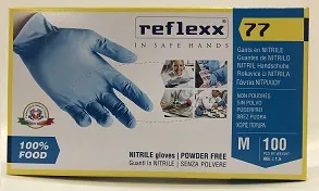 GUANTI NITRILE M REFLEXX 77 FOOD LINE SENZA POLVERE AZZURRO 100PZ