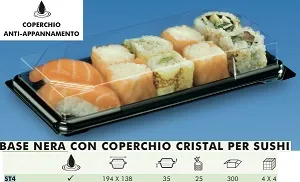 VASSOIO SUSHI C/COPERCHIO 194X138X35 25PZX12CF